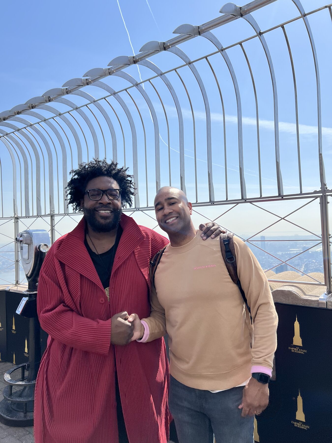 Paki Phillips with a guest at an observation deck