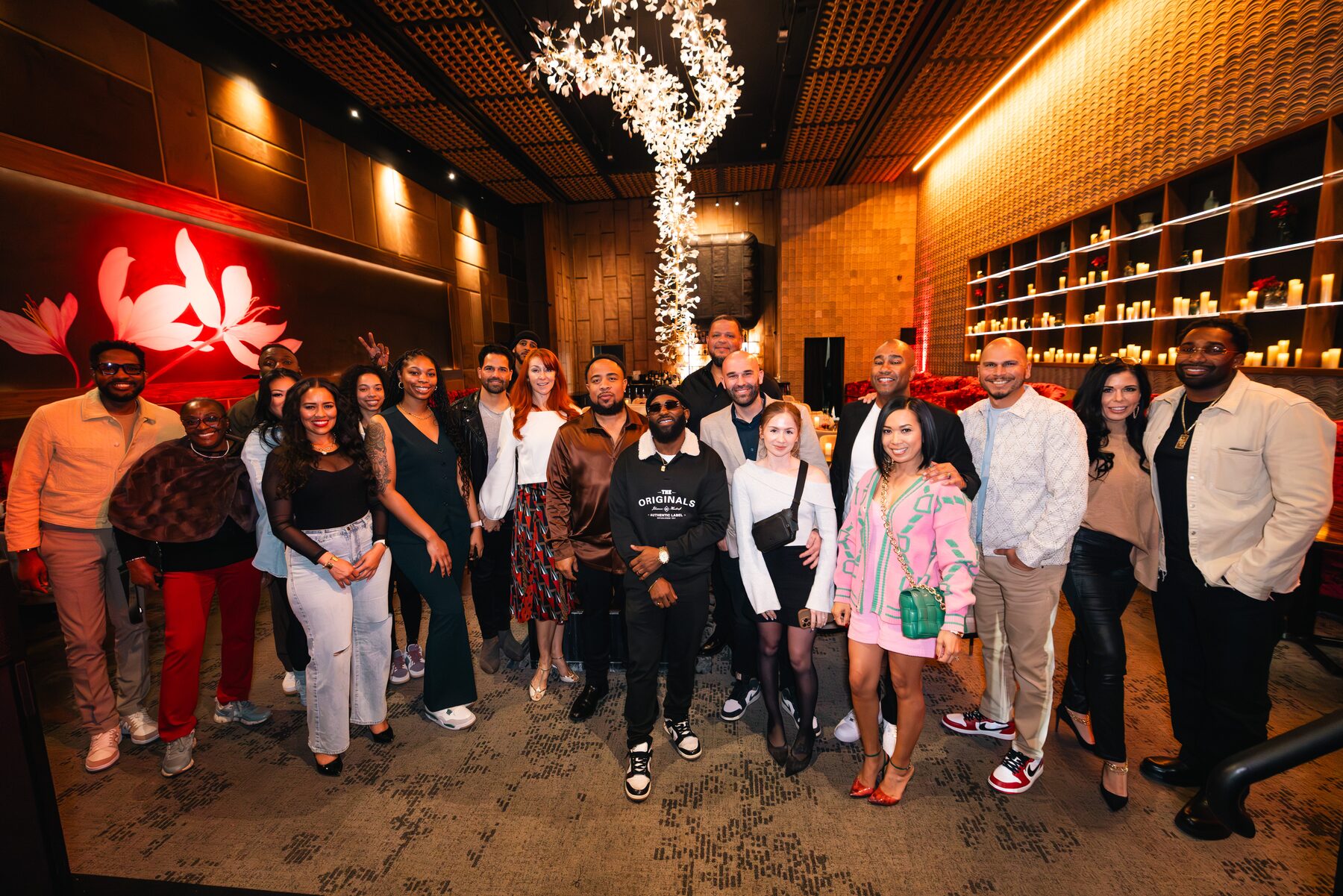 A large group gathered at a Vegas Circle dinner