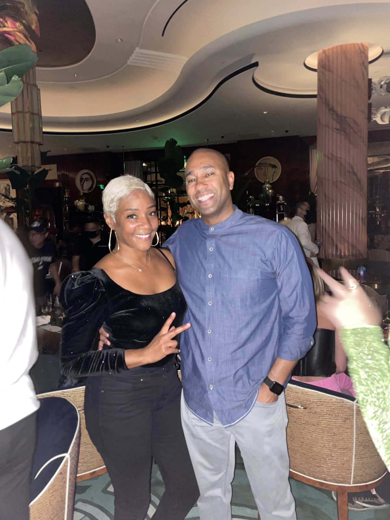 Paki Phillips with a guest at an event