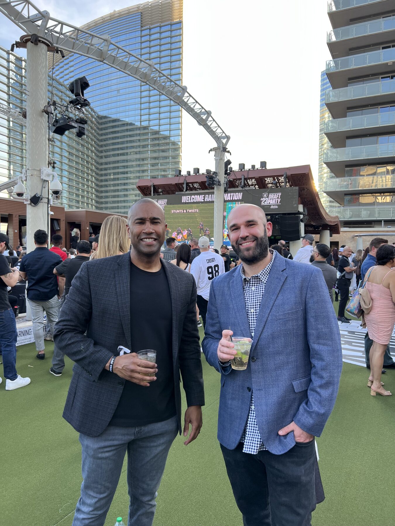 Paki Phillips with a guest at a draft day event