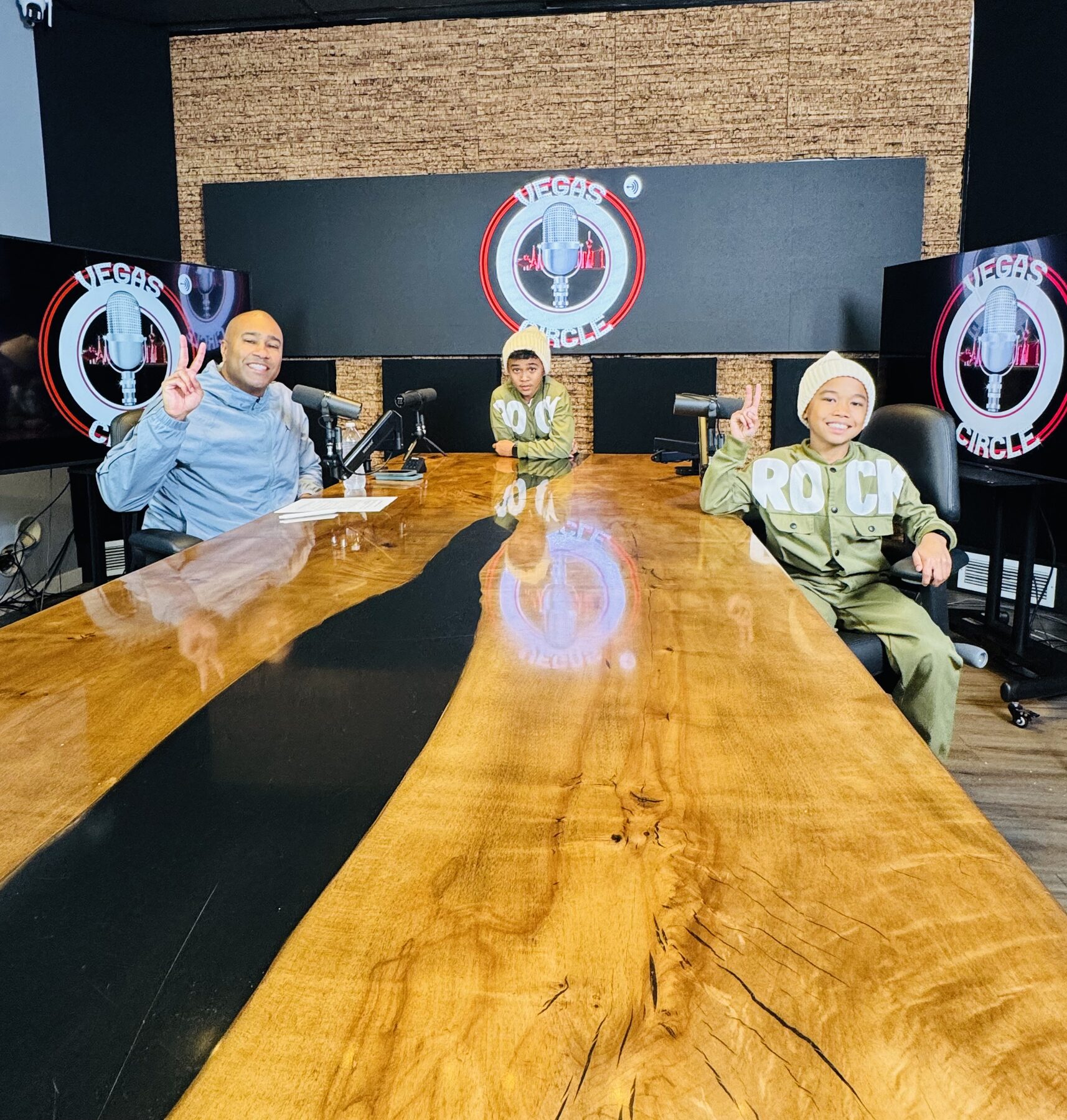 Paki Phillips' sons at the Vegas Circle podcast table