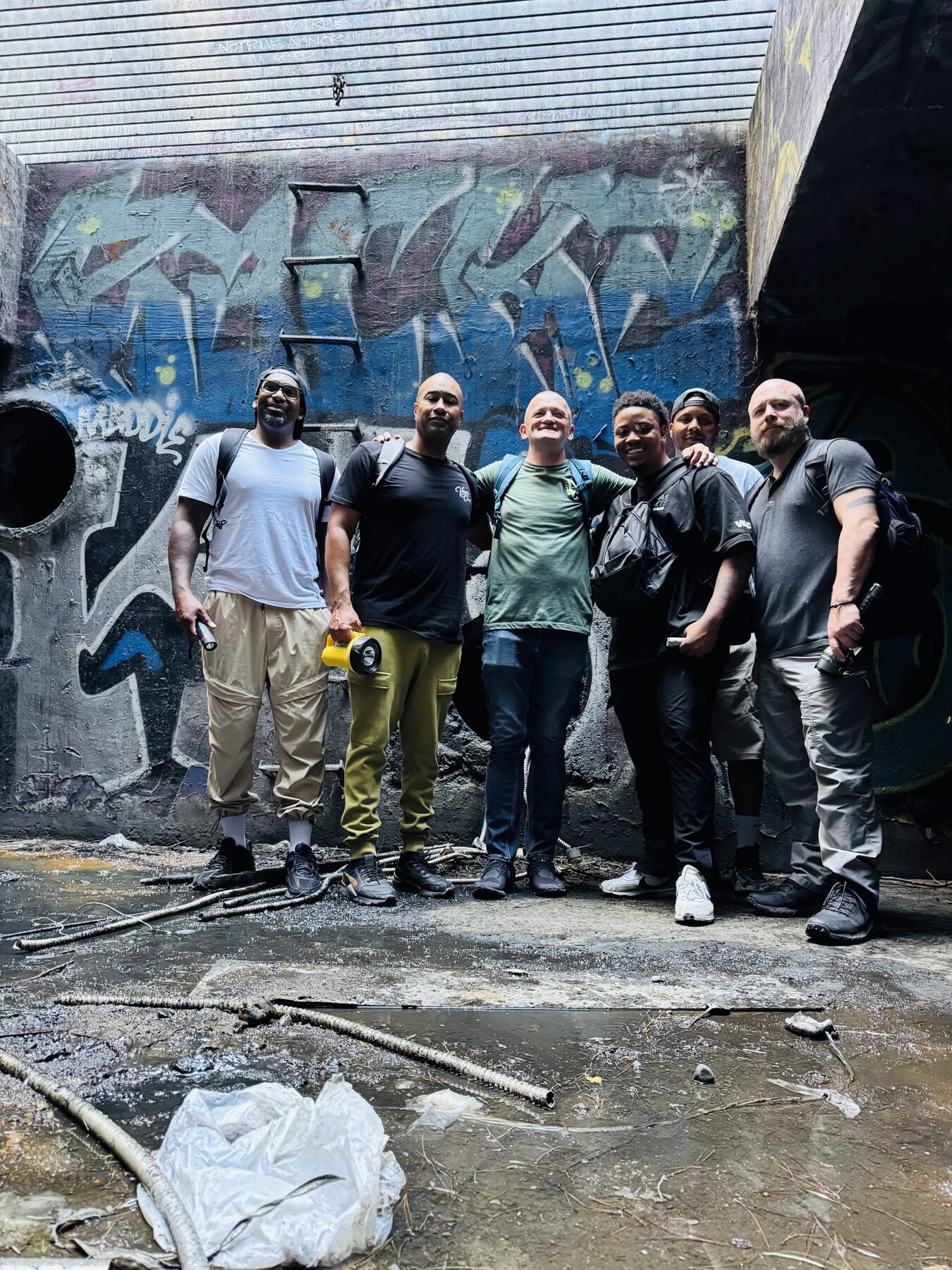 Paki Phillips with a group in a Las Vegas tunnel
